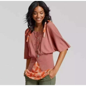 CAbi Mauve Button Up Kimono Cropped Fit Cardigan Sweater Top Style 5284 Medium M